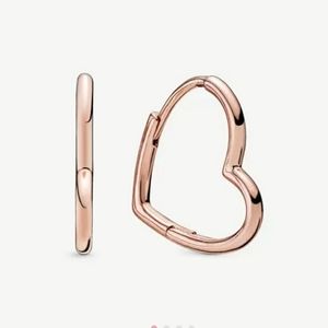 PANDORA ASYMMETRIC HEART HOOP EARRINGS - PANDORA ROSE